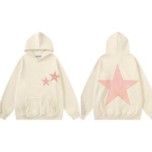 NWOT Aelfric Eden Women's Star Y2k Oversized Graphic Hoodie Sweatshirt Apricot